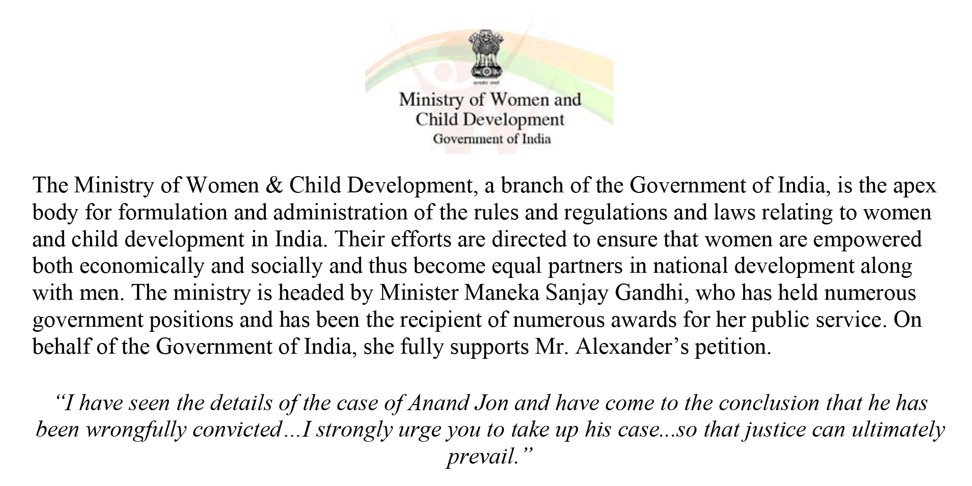 The Ministry of Women & Child Development